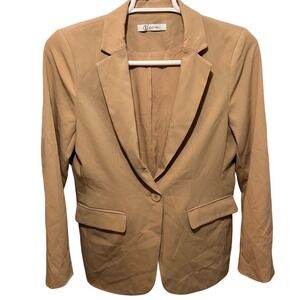 CICY BELL Women's Tan Long Sleeve One Button Blazer Jacket Size Large